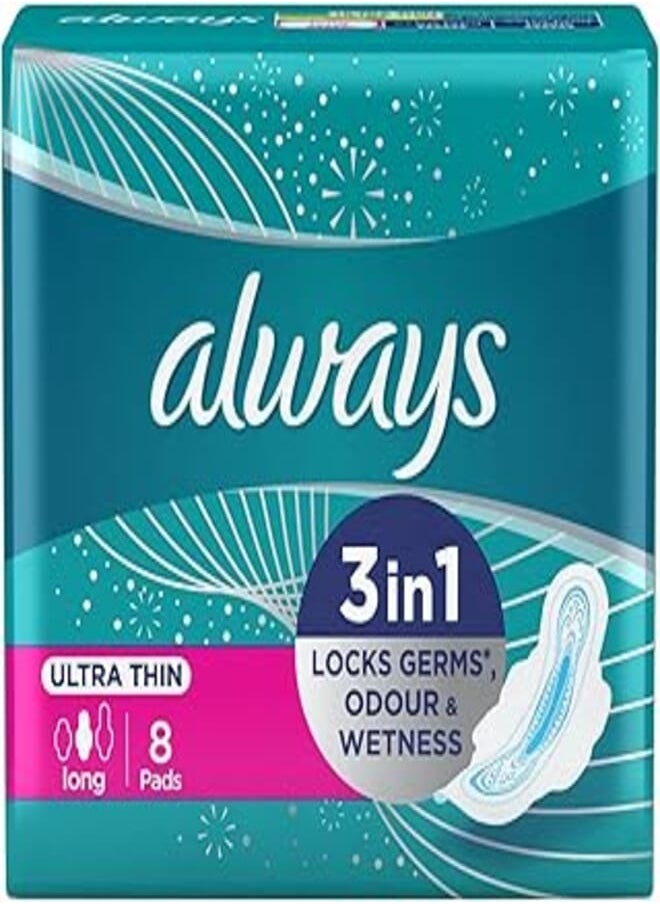 Always Always Ultra Delight, Long Sanitary Pads, 8 Pieces 