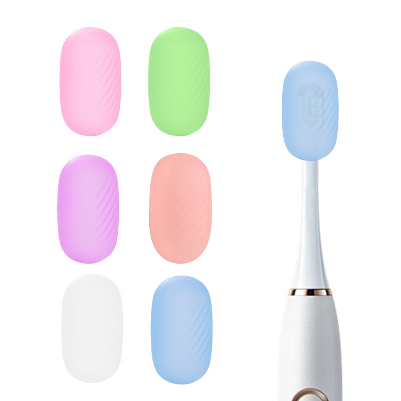 HEBEILF 6 Pcs Toothbrush Covers Toothbrush Covers Capsï¼ŒReplaceable Electric Toothbrush Head Cover Silicone Toothbrush Protector Cap for Household Travel, Bathroom, Gymï¼ŒCamping - Image 1