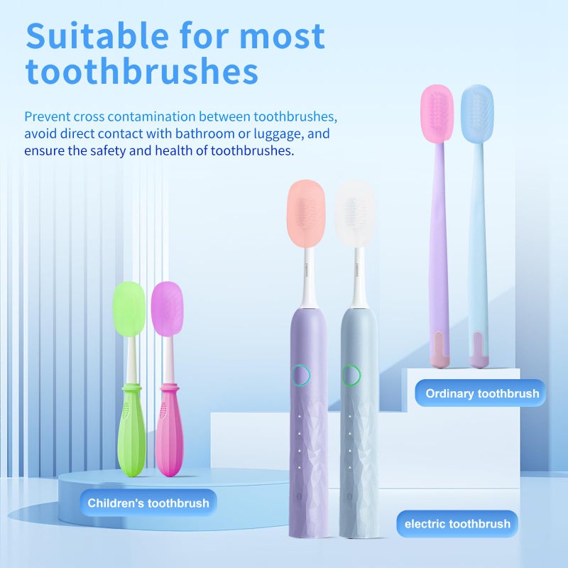 HEBEILF 6 Pcs Toothbrush Covers Toothbrush Covers Capsï¼ŒReplaceable Electric Toothbrush Head Cover Silicone Toothbrush Protector Cap for Household Travel, Bathroom, Gymï¼ŒCamping - Image 2