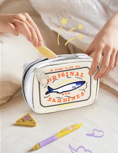 Cessfle Canned Sardines Makeup Bag, Funny Sardine Tin Fish Cosmetic Bag, Creative Cute Makeup Bag Kawaii Pencil Case Pouch, Coquette Make up Pouch for Women - Image 2