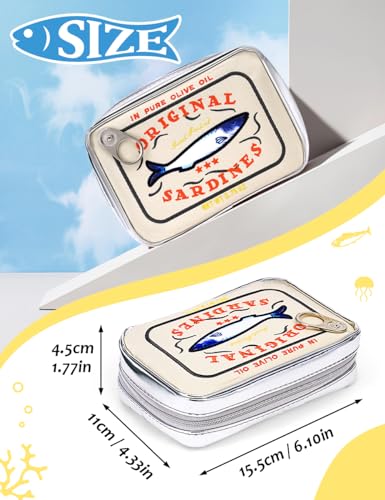 Cessfle Canned Sardines Makeup Bag, Funny Sardine Tin Fish Cosmetic Bag, Creative Cute Makeup Bag Kawaii Pencil Case Pouch, Coquette Make up Pouch for Women - Image 3