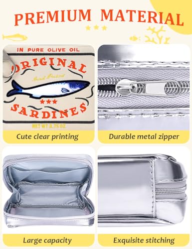 Cessfle Canned Sardines Makeup Bag, Funny Sardine Tin Fish Cosmetic Bag, Creative Cute Makeup Bag Kawaii Pencil Case Pouch, Coquette Make up Pouch for Women - Image 4