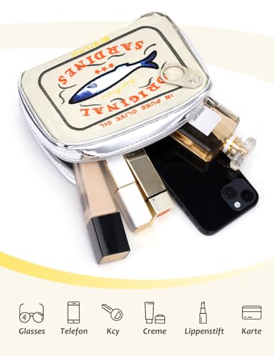 Cessfle Canned Sardines Makeup Bag, Funny Sardine Tin Fish Cosmetic Bag, Creative Cute Makeup Bag Kawaii Pencil Case Pouch, Coquette Make up Pouch for Women - Image 5
