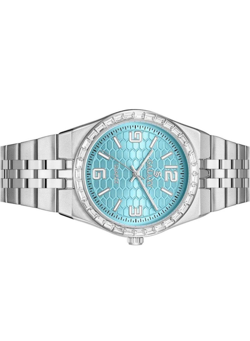 جالاكسي ساعة جالكسي GS-2398 للجنسين، ساعة معصم تناظرية، هيكل من الفولاذ المقاوم للصدأ، تصميم كلاسيكي أنيق، ساعة للارتداء اليومي - Image 3