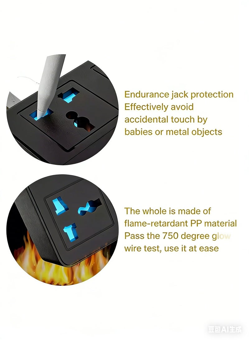 Best Helper 【8 Gang】5 meters Universal Extension Lead with Multiple Function UK Plug 3 Pin Socket Outlet with 8 Gang 3 USB Port 1 Type-C Port 5M Electric Socket Mains Strip for Home Kitchen and Office 5 meters - Image 3