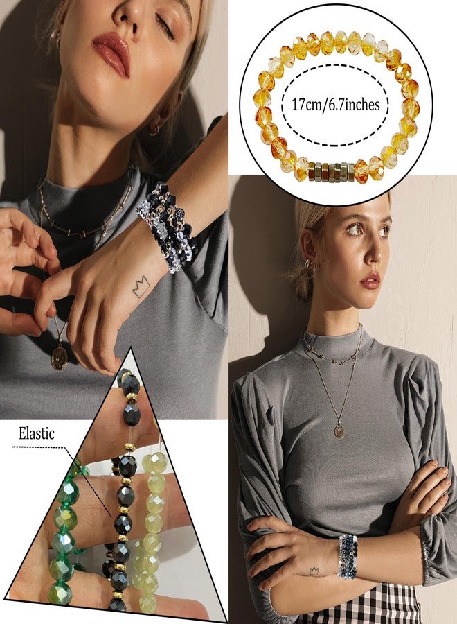 WAINIS 6 Sets Bohemian Beaded Stackable Bracelets for Women Stretch Multilayered Crystal Bracelet Set Multicolor Boho Glass Bead Bracelets Pack - Image 2
