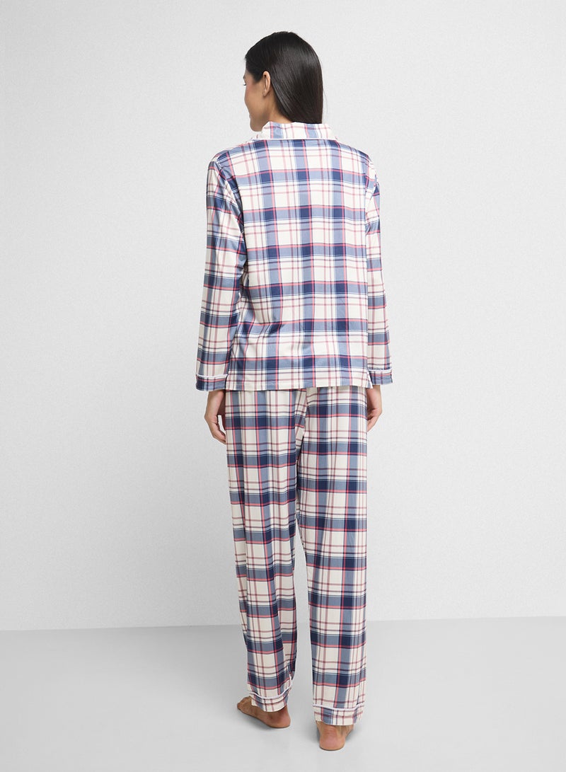 Ginger Checkered Button Up Shirt & Pyjama Set  - Image 2
