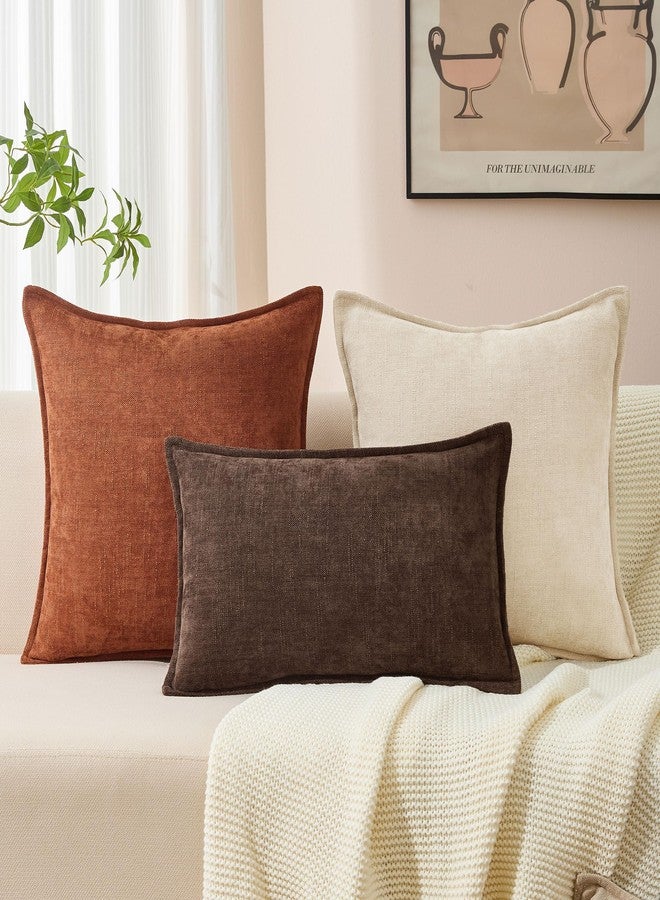 Allorry 20x20 Set of 2 Decorative Throw Pillow Covers Soft Cozy Cocoa Brown Chenille Pillow Covers Neutral Textured Solid Cushion Covers for Modern Farmhouse Sofa Bedroom Living Room Decor SY014-B20 - Image 5