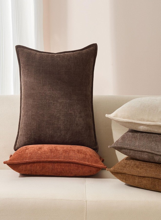 Allorry 20x20 Set of 2 Decorative Throw Pillow Covers Soft Cozy Cocoa Brown Chenille Pillow Covers Neutral Textured Solid Cushion Covers for Modern Farmhouse Sofa Bedroom Living Room Decor SY014-B20 - Image 4