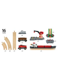 Brio BRIO World - 33061 Cargo Harbor Set | 16-Piece Train Set with Accessories Wooden Tracks | Ideal Gift for Kids Aged 3+ | Certified Sustainable Materials  - Image 3