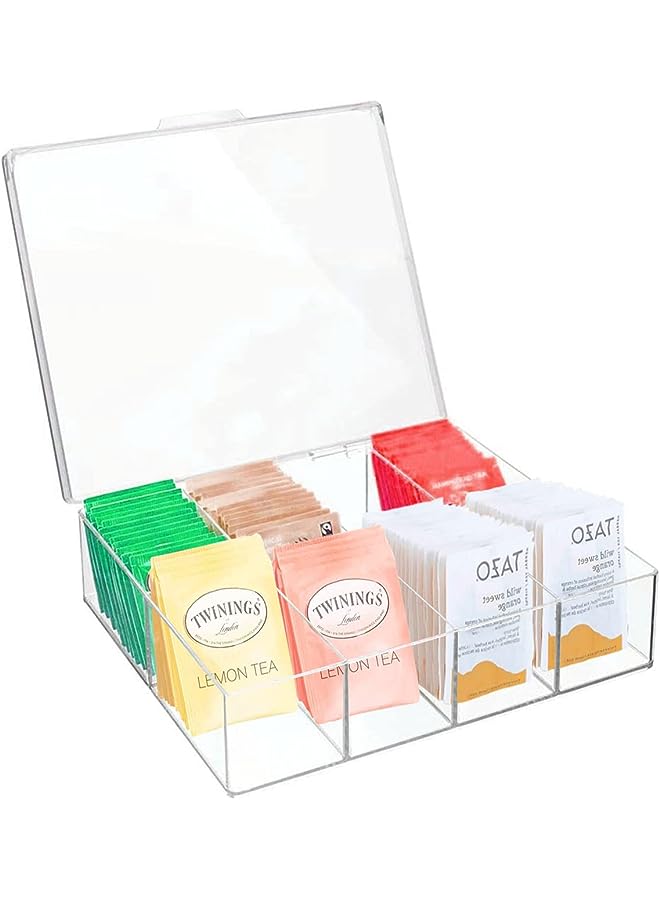 IAF Stackable Tea Bag Storage Bin Organizer Box Holder with Lid for Kitchen Cabinets, Countertops, Pantry - Container Holds Beverage Bags, Pods, Packets - Image 1