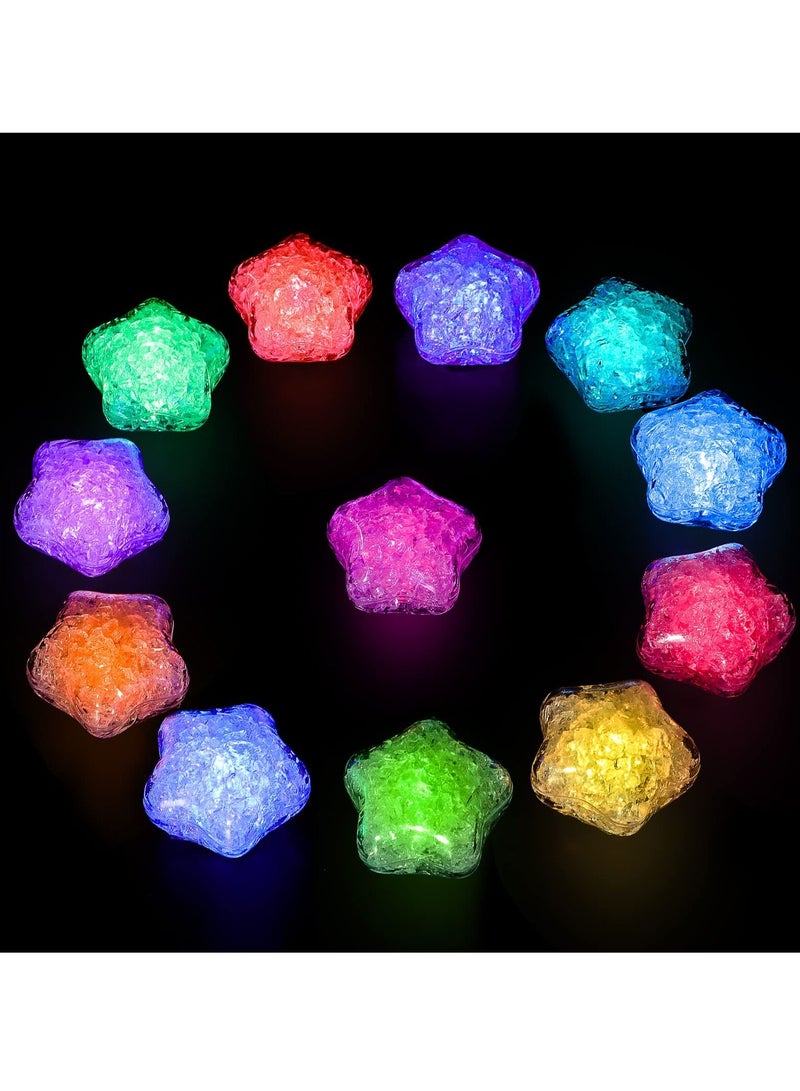 Suntown 12 Pcs Baby Bath Toys, Twinkle Star Glowing Color Changing Star Glowing Color Changing LED Light Baby Light Up Bathtub Toys for Bathroom Shower Game Swimming Pool Party - Image 1