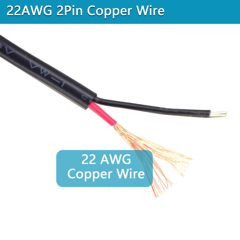 minidodoca 6Pcs 3.3Ft 22AWG USB 2.0 Male 2Pin Pigtail Cable, 3A 3V 5V 9V 12v 24v USB Type A 2 Core Bare Wire Open End Extension Cable with 6Pcs Quick Wire Cable Connector for DIY Repair Cable - Image 2