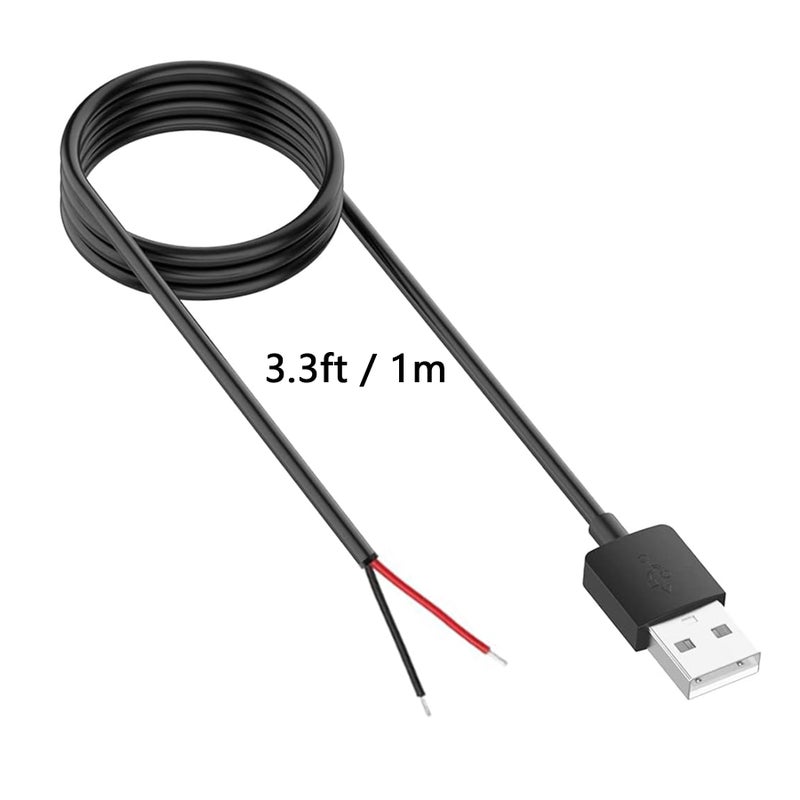 minidodoca 6Pcs 3.3Ft 22AWG USB 2.0 Male 2Pin Pigtail Cable, 3A 3V 5V 9V 12v 24v USB Type A 2 Core Bare Wire Open End Extension Cable with 6Pcs Quick Wire Cable Connector for DIY Repair Cable - Image 4
