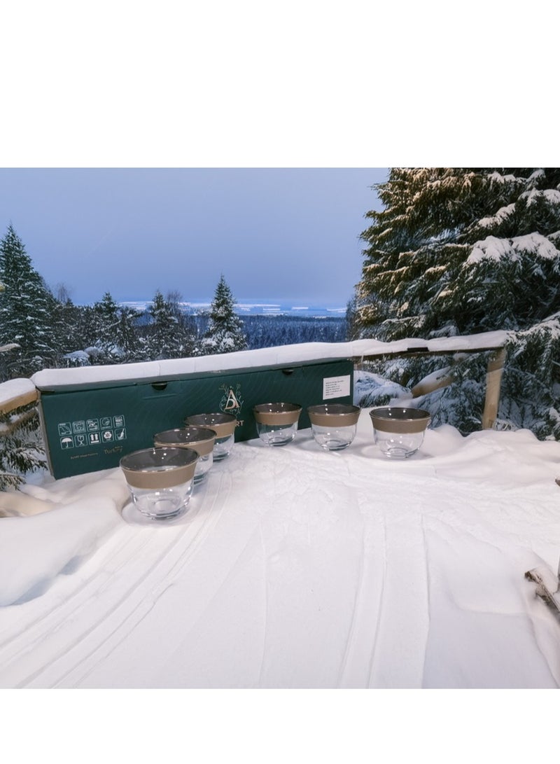 BYART Arabic coffee cups set, 6 pieces, clear/gold - Image 5