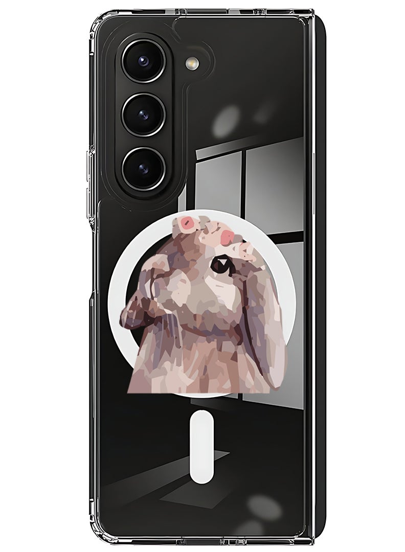 Theodor Magnetic Case for Samsung Galaxy Z Fold 5 Compatible with MagSafe Wireless Charging, Shockproof Phone Bumper Cover Rabbit - Image 1