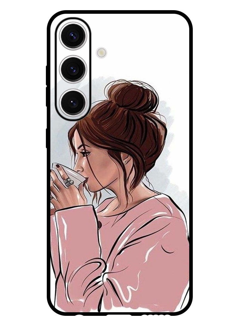 Theodor جراب واقٍ مضاد للخدش ومقاوم للصدمات لهاتف Samsung Galaxy S24 Plus فتاة تشرب القهوة 1 - Image 1