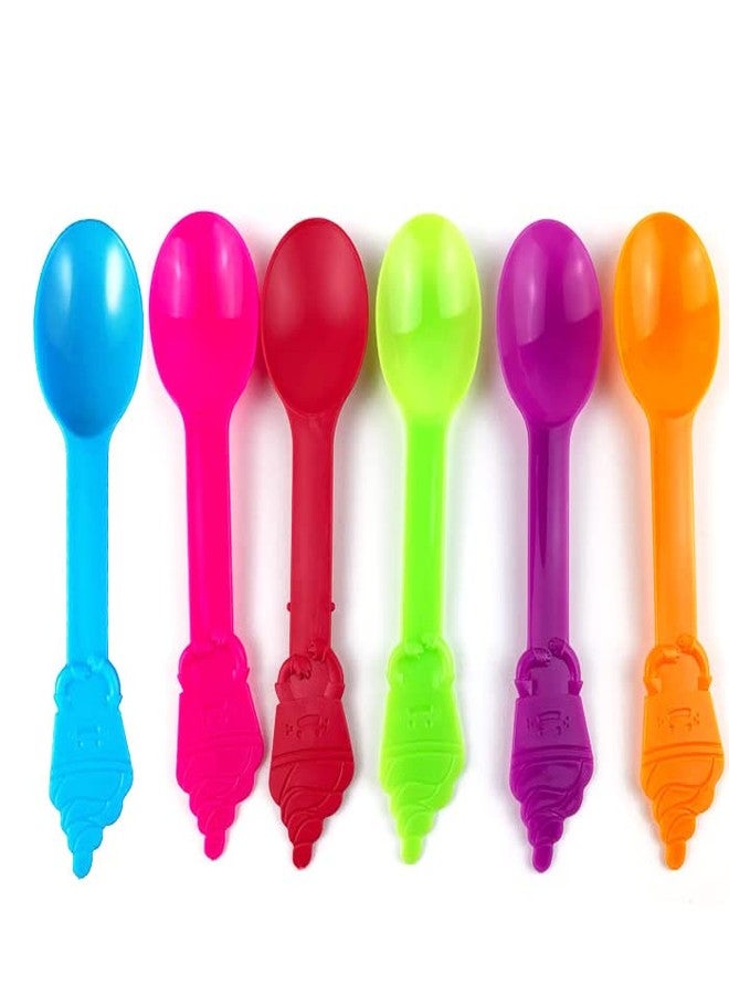 Worlds 50PC Assorted Swirl Plastic Spoons Colored Frozen Yogurt and Ice Cream,Frozen Dessert Spoons - Image 1