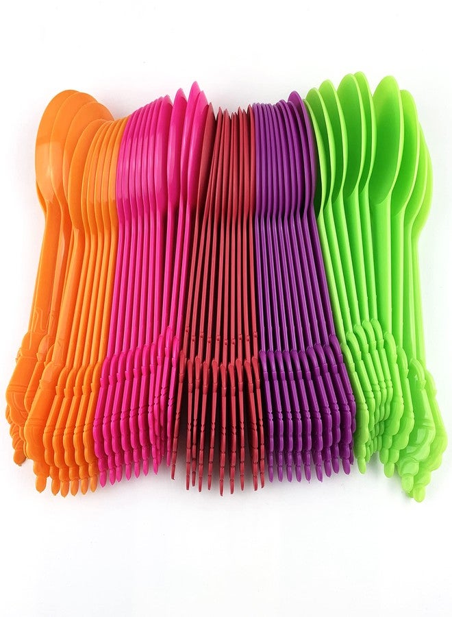 Worlds 50PC Assorted Swirl Plastic Spoons Colored Frozen Yogurt and Ice Cream,Frozen Dessert Spoons - Image 3