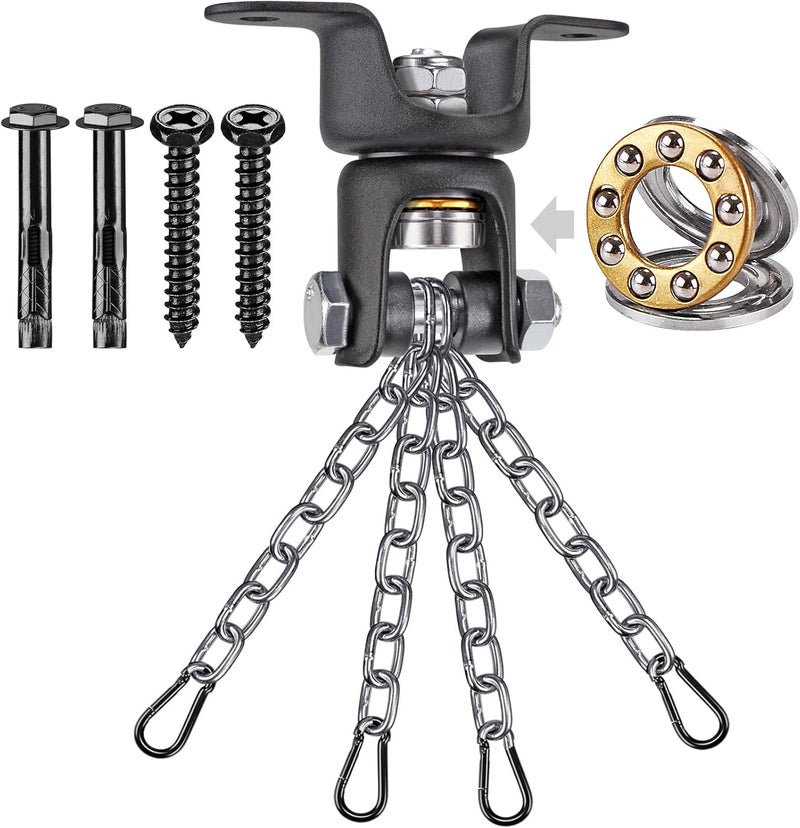 BeneLabel Heavy Bag Ceiling Mount with Spring & Chains 360° Rotation Punching Bag Ceiling Hanger with Bearings Boxing Bags Holder Hardware with 2 Wood Screws and 2 Expansion Screws - Image 1
