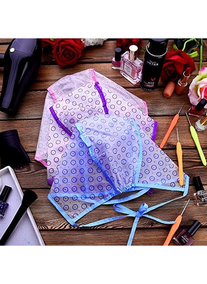Waydress 6 Pieces Hair Cap Salon Hair Coloring Dye Cap Tipping Cap Frosting Caps with 4 Pieces Hair Needles Crochet Hooks for Dyeing Hair Hairdressing Tool (Purple/Blue/Pink)  - Image 4