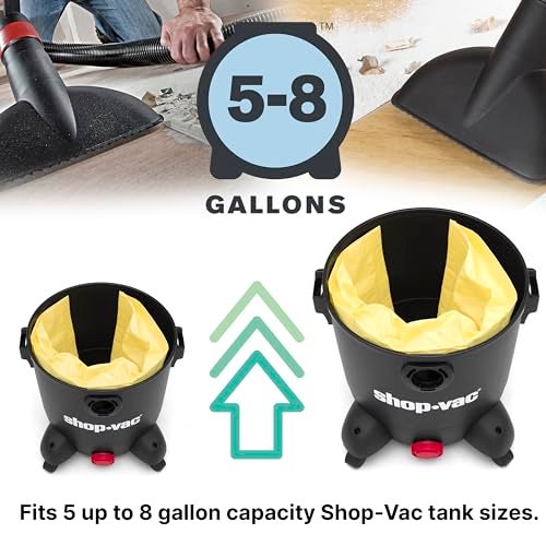 SHOPVAC Shop-Vac 9067133 High Efficiency Disposable Vacuum Filter Bags, Fits 5-8 Gallon Tanks, Enhanced Filtration and Dust Control, (2-Pack) - Image 5