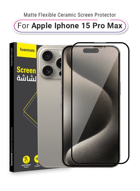 Premium Matte Ceramic Screen Protector For Apple iPhone 15 Pro Max Black/Clear
