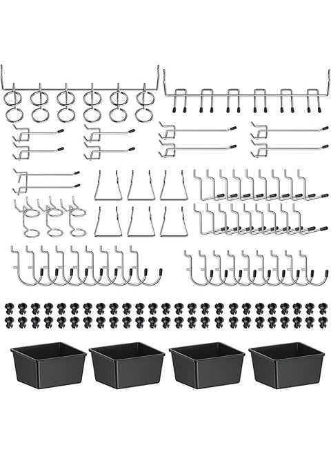Pegboard Hooks Pegboard Accessories 110Pcs Peg Board Organizer Accessories Peg Board Hooks With Pegboard Bins Peg Locks For Hanging And Organizing Various Tools Fit 1 8 ＆1 4 Inch Pegboard