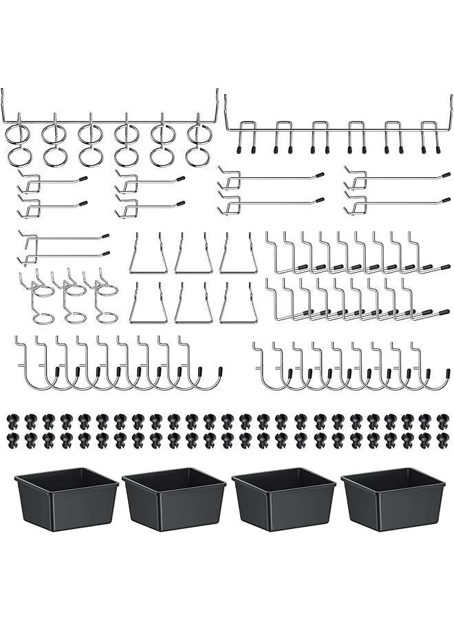 Pegboard Hooks Pegboard Accessories 110Pcs Peg Board Organizer Accessories Peg Board Hooks With Pegboard Bins Peg Locks For Hanging And Organizing Various Tools Fit 1 8 ＆1 4 Inch Pegboard