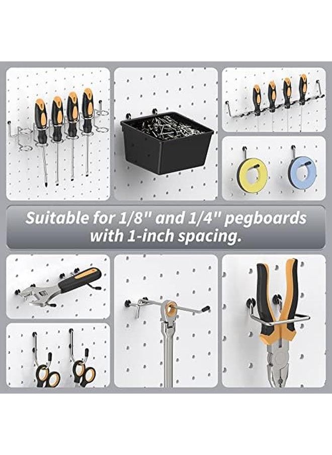 Pegboard Hooks Pegboard Accessories 110Pcs Peg Board Organizer Accessories Peg Board Hooks With Pegboard Bins Peg Locks For Hanging And Organizing Various Tools Fit 1 8 ＆1 4 Inch Pegboard