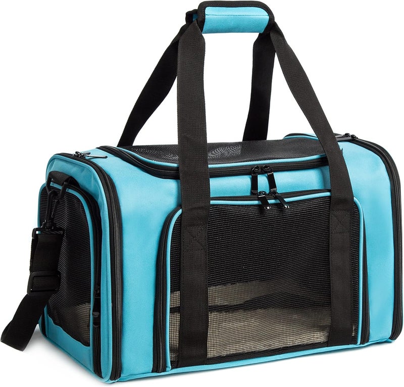 ROSEBB Cat Carrier Dog Carrier Pet Carrier Cat Bags for Small Medium Cats Dogs Puppies of 15 Lbs,of Airline Approved Small Dog Bag Soft Sided,Collapsible Travel Puppy Carrier (Large, Blue) - Image 1