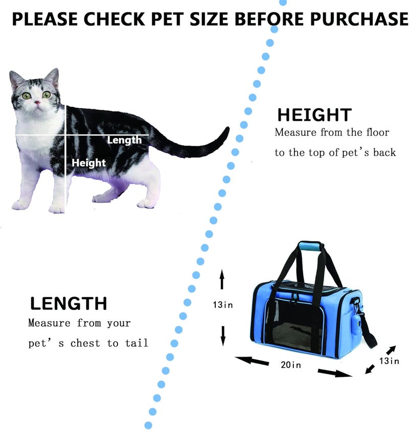 ROSEBB Cat Carrier Dog Carrier Pet Carrier Cat Bags for Small Medium Cats Dogs Puppies of 15 Lbs,of Airline Approved Small Dog Bag Soft Sided,Collapsible Travel Puppy Carrier (Large, Blue) - Image 2