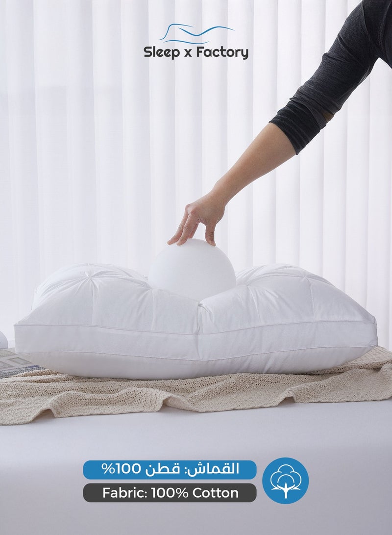 Sleep x Factory Eileen Hotel Pillow – 70×50 cm – Natural Cotton Fabric with Soft Microfiber Filling, 1200 g – 1 Piece - Image 4