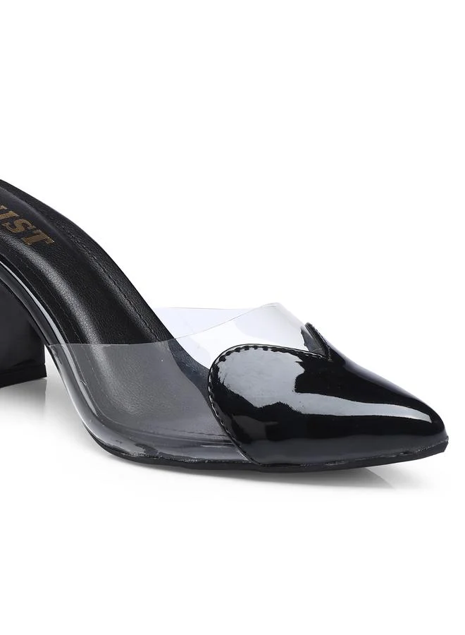 GNIST GNIST Transparent Pointed Toe Block Heel Mules