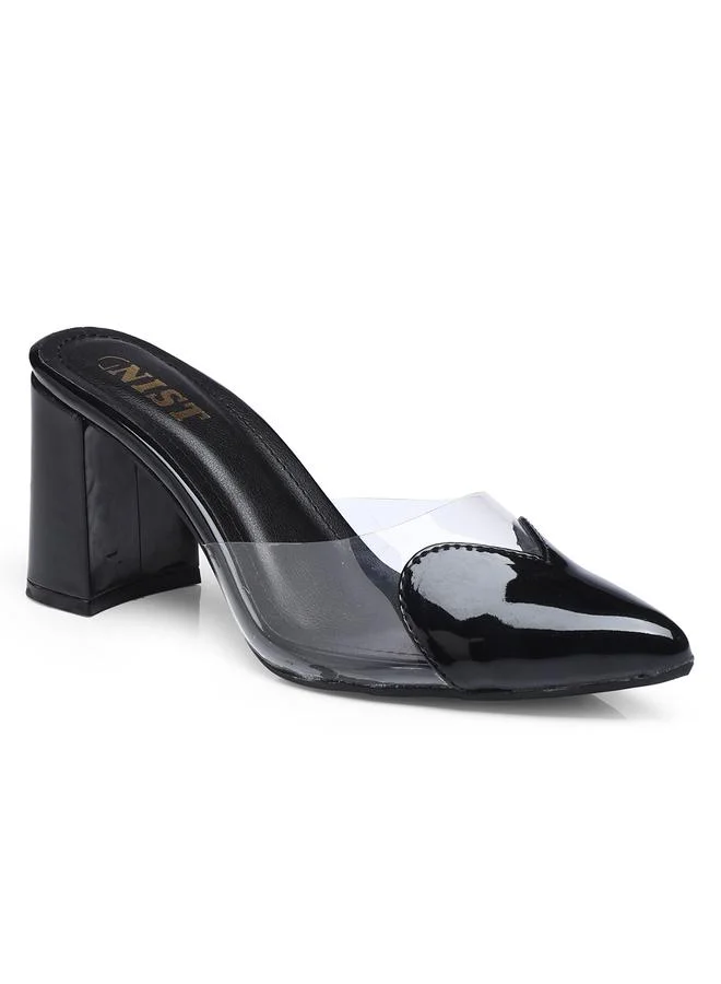 جنيست GNIST Transparent Pointed Toe Block Heel Mules