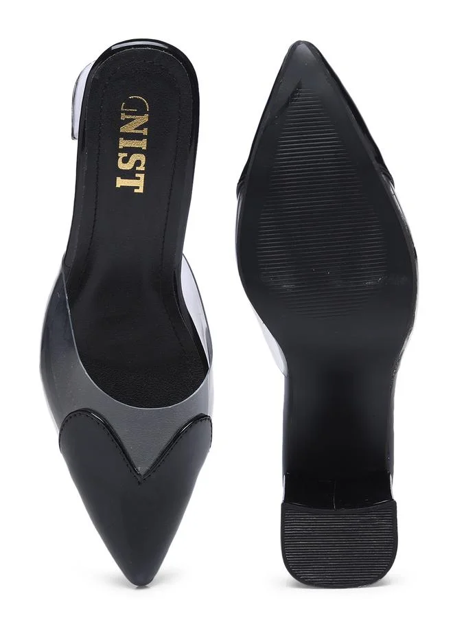 GNIST GNIST Transparent Pointed Toe Block Heel Mules