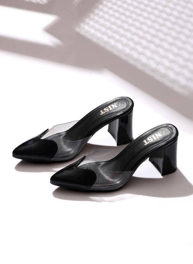 GNIST Transparent Pointed Toe Block Heel Mules - Image 5
