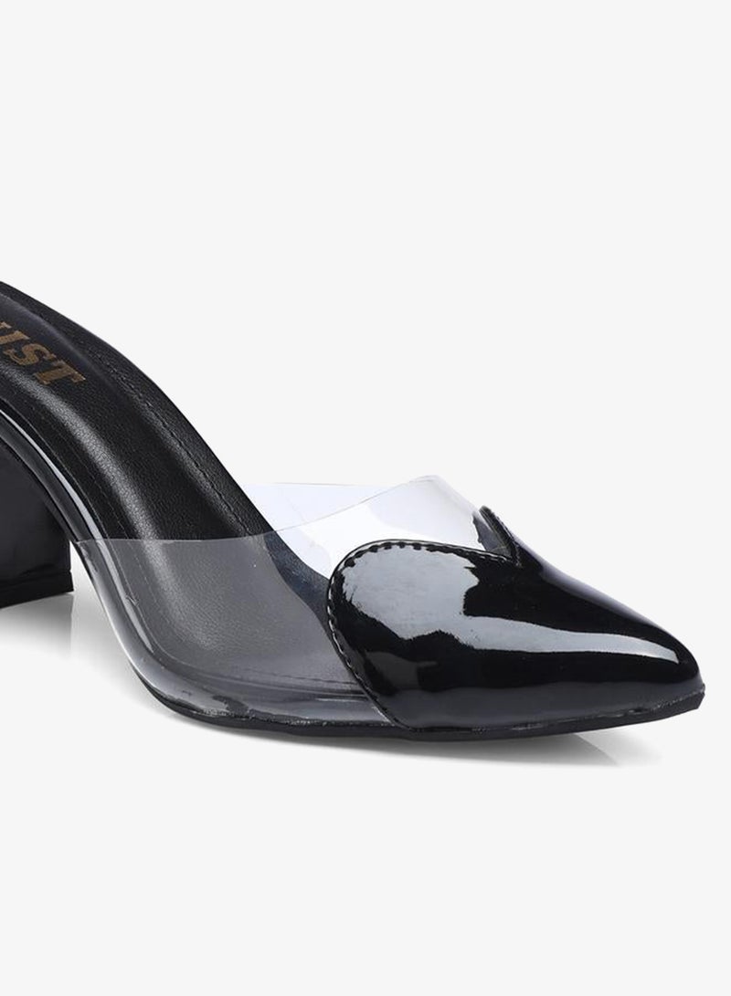 GNIST Transparent Pointed Toe Block Heel Mules - Image 3