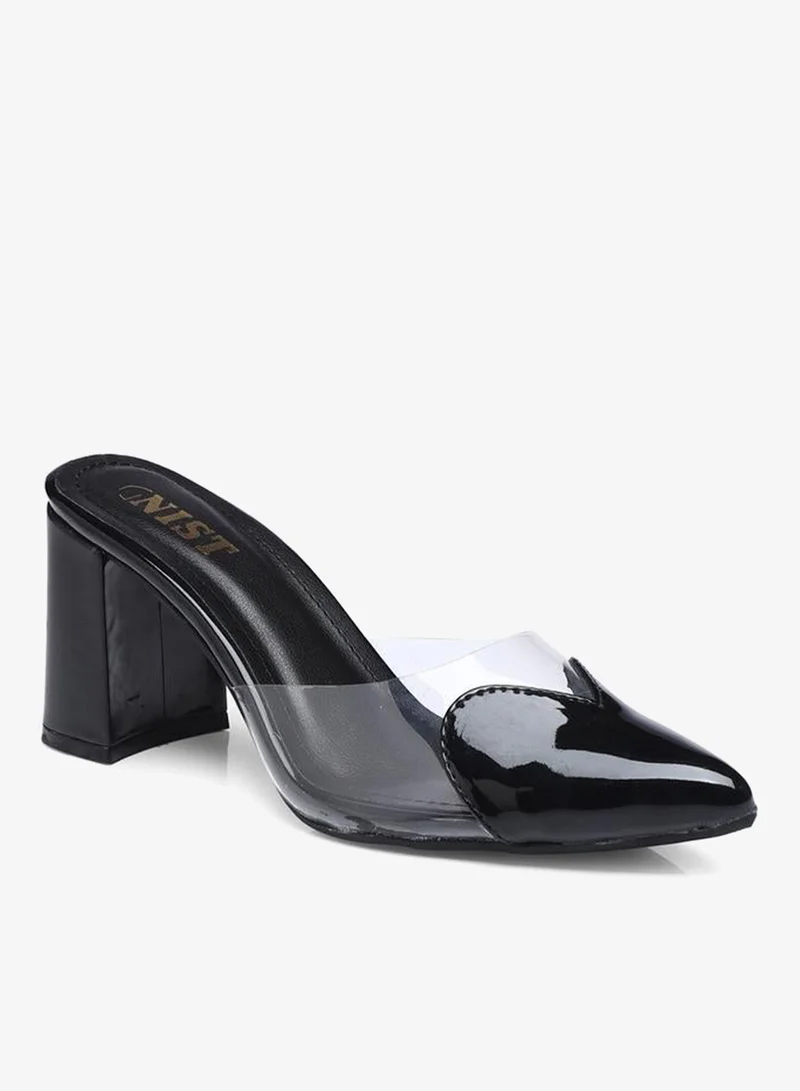 GNIST GNIST Transparent Pointed Toe Block Heel Mules