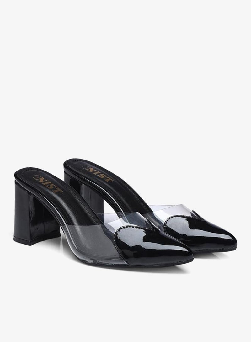 GNIST Transparent Pointed Toe Block Heel Mules - Image 4