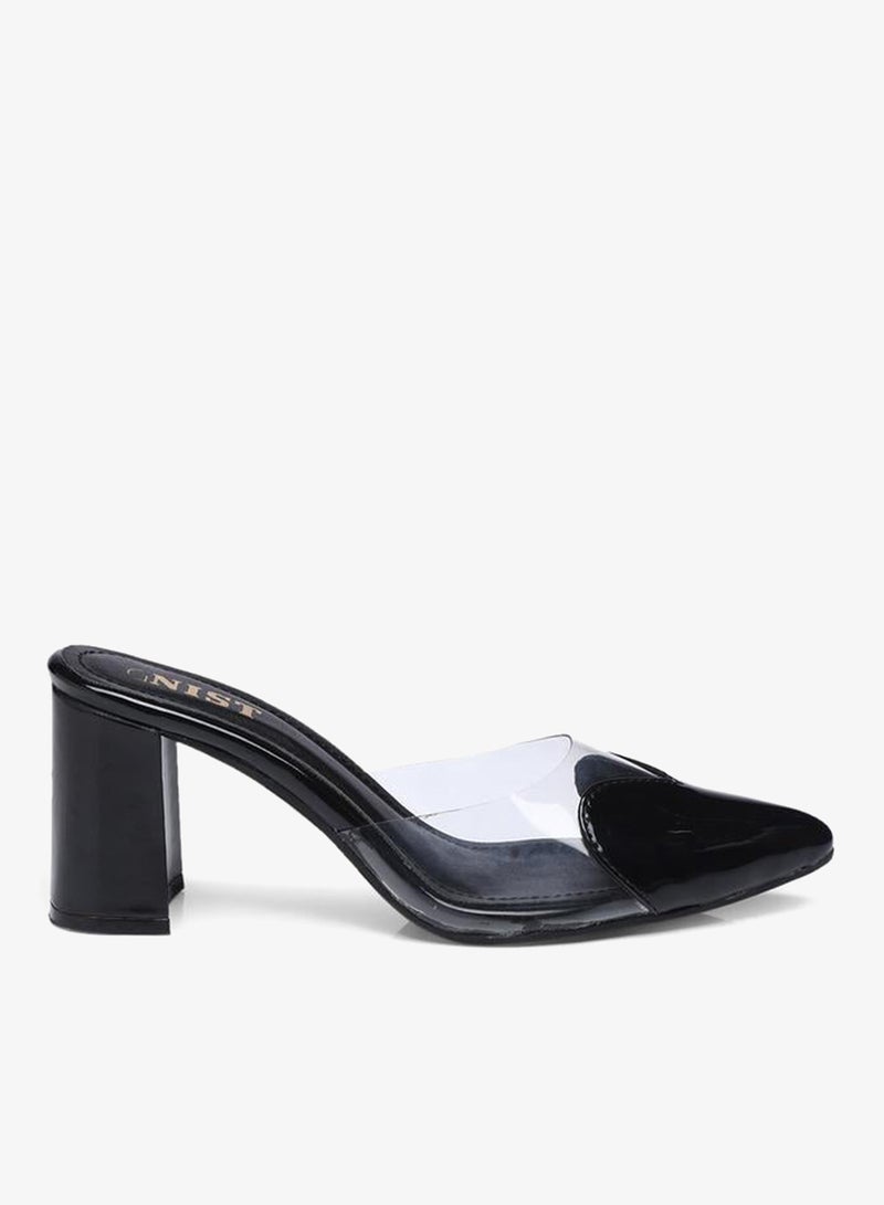 GNIST Transparent Pointed Toe Block Heel Mules - Image 1