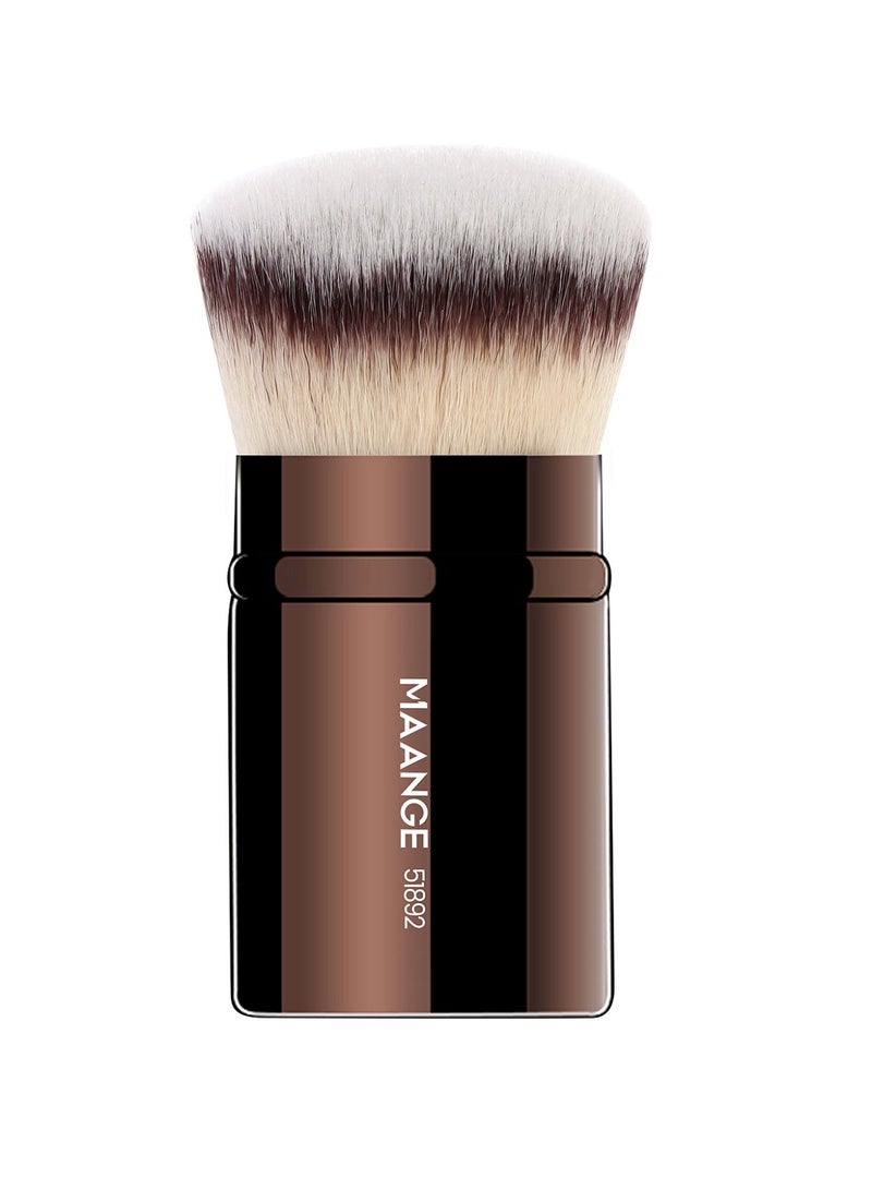 MAANGE فرشاة مكياج قابلة للسحب - فرشاة خلط للبودرة، الكريم، الأساس السائل، واقي الشمس، خلط أحمر الخدود والبرونزر - فرشاة مكياج احترافية - فرشاة مكياج كاملة للوجه بني - Image 2