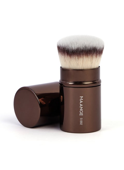 فرشاة مكياج قابلة للسحب - فرشاة خلط للبودرة، الكريم، الأساس السائل، واقي الشمس، خلط أحمر الخدود والبرونزر - فرشاة مكياج احترافية - فرشاة مكياج كاملة للوجه بني