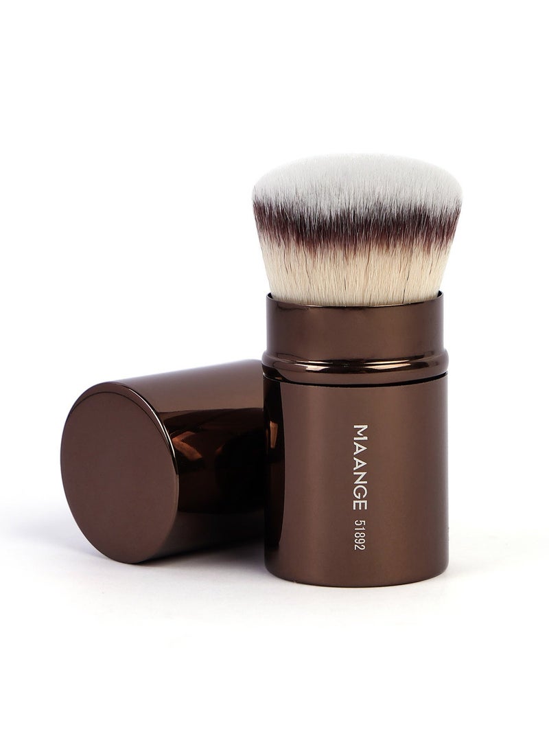 MAANGE فرشاة مكياج قابلة للسحب - فرشاة خلط للبودرة، الكريم، الأساس السائل، واقي الشمس، خلط أحمر الخدود والبرونزر - فرشاة مكياج احترافية - فرشاة مكياج كاملة للوجه بني - Image 1