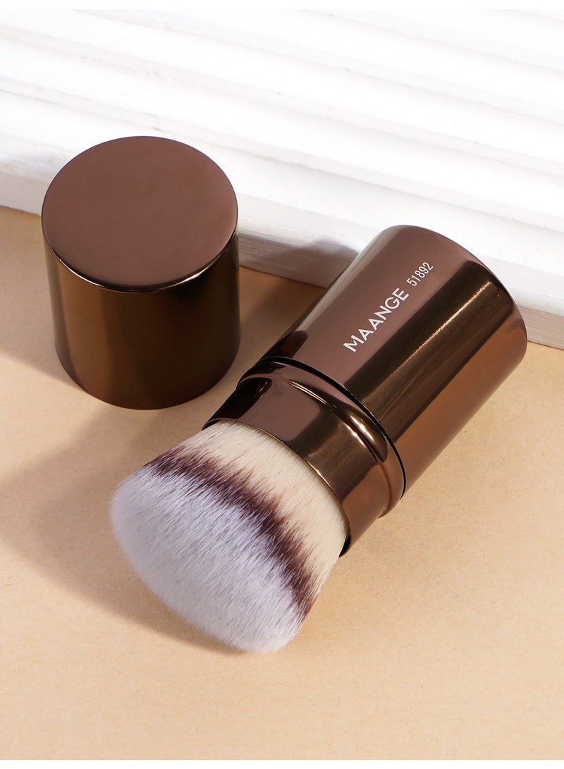 MAANGE فرشاة مكياج قابلة للسحب - فرشاة خلط للبودرة، الكريم، الأساس السائل، واقي الشمس، خلط أحمر الخدود والبرونزر - فرشاة مكياج احترافية - فرشاة مكياج كاملة للوجه بني - Image 3