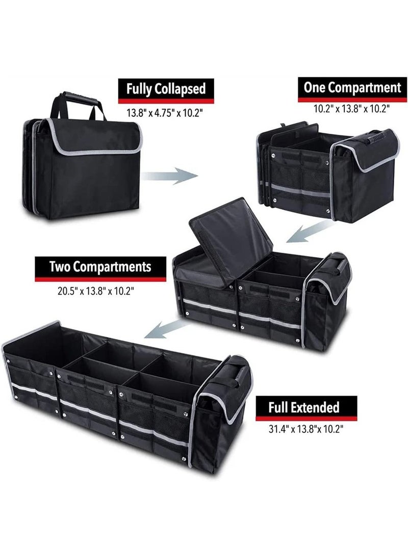 GT-Wheel Collapsible Car Boot Organizer Heavy Duty Trunk Storage with Insulated Leakproof Cooler Bag - Image 2