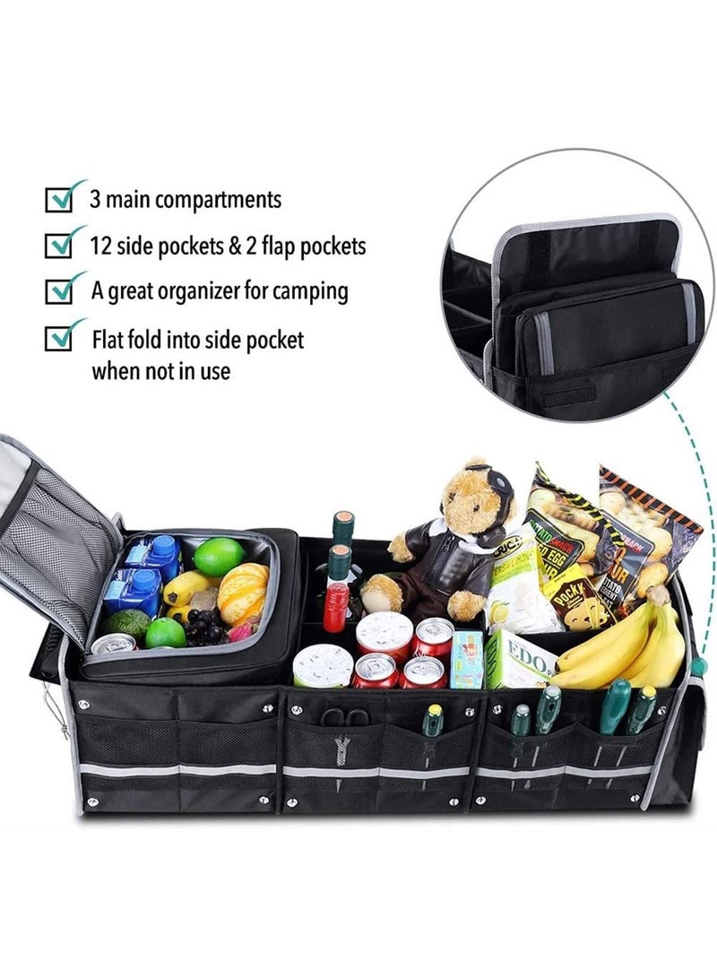 GT-Wheel Collapsible Car Boot Organizer Heavy Duty Trunk Storage with Insulated Leakproof Cooler Bag - Image 5