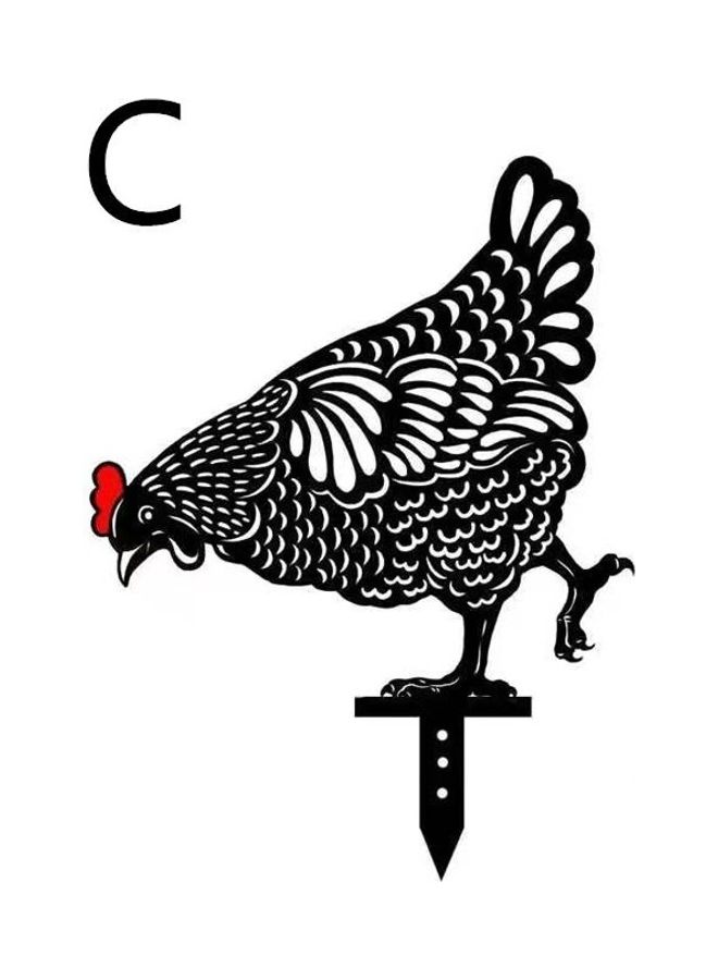 NIBEMINENT Chicken Yard Art Garden Lawn Floor Decoration Black - Image 1