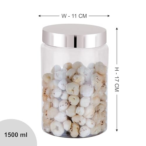 Homeor Plastic Storage Jar & Container, Airtight BPA Free Container for Kitchen Storage, Grocery Kitchen Container, Stackable & Transparent Organizer, Masala Dabba, Multipurpose Jar, 1500 ML Set 6 - Image 2