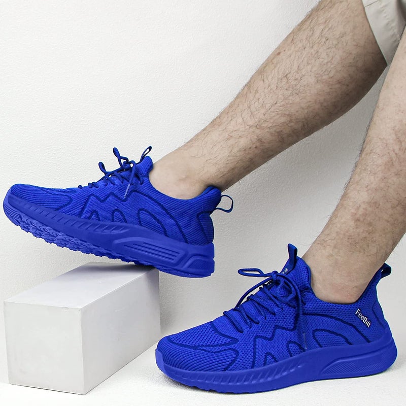 Feethit Slip on Sneakers Mens Lightweight Breathable Non Slip Walking Shoes Comfortable Athiletic Tennis Running Shoes Blue 12 - Image 2